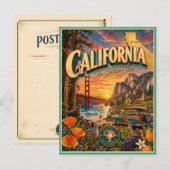 カリフォルニア レトロ トラベル お土産 ポストカード (正面/裏面)
