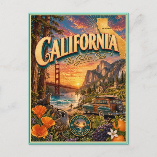 カリフォルニア レトロ トラベル お土産 ポストカード (正面)