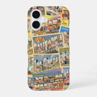 カリフォルニア レトロ ポストカード カリフォルニア州 都市 コラージュ ヴィンテージ iPhone 16ケース