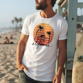 カリフォルニア レトロ 70s 夕日 ヤシの木 tシャツ