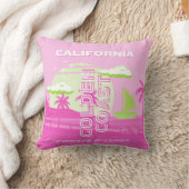 カリフォルニア、ロサンゼルス、旅行アート、名門私立校風のピンク クッション (ブランケット)