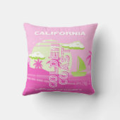 カリフォルニア、ロサンゼルス、旅行アート、名門私立校風のピンク クッション (裏面)