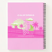 カリフォルニア、ロサンゼルス、旅行アート、名門私立校風のピンク ノートブック (裏面)