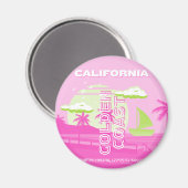 カリフォルニア、ロサンゼルス、旅行アート、名門私立校風のピンク マグネット (正面/裏面)