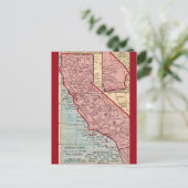 カリフォルニア ヴィンテージ州地図ポストカード ポストカード (スタンド正面)