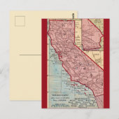 カリフォルニア ヴィンテージ州地図ポストカード ポストカード (正面/裏面)