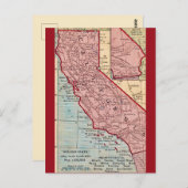 カリフォルニア ヴィンテージ州地図 ポストカード (正面/裏面)