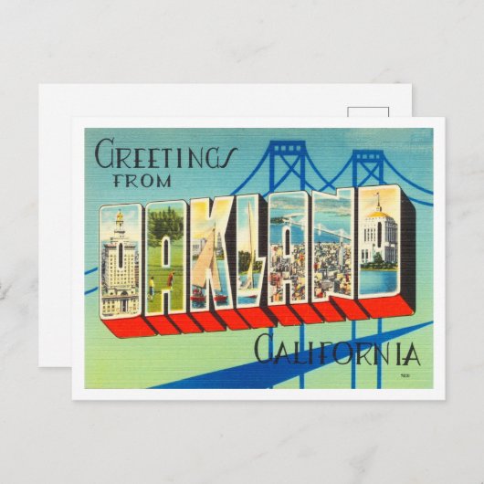 カリフォルニア・ヴィンテージ・トラベルのオークランドからの挨拶 ポストカード (正面/裏面)