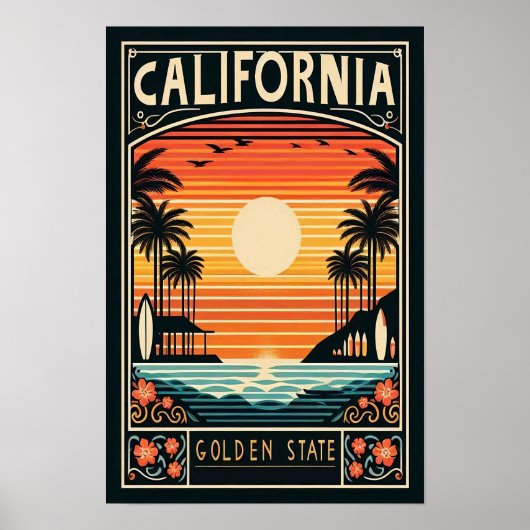 カリフォルニア ヴィンテージ トラベル ポスター (正面)