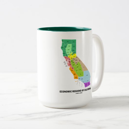 カリフォルニア(地図)の経済的な地域 ツートーンマグカップ (正面右)