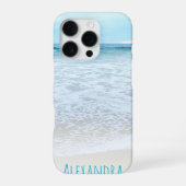 カリフォルニア 海の波 写真 モノグラム 名前 iPhoneケース (裏面)