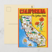 カリフォルニア 黄金の州 地図 ポストカード (正面/裏面)