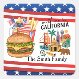 カリフォルニア 4th of July 独立記念日パーティー スクエアシール