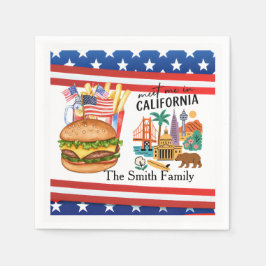 カリフォルニア 7月4日 独立記念日のパーティー スタンダードカクテルナプキン