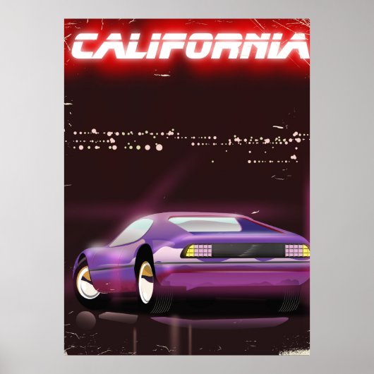 カリフォルニア 80's ネオン スーパーカー ポスター (正面)