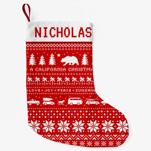 カリフォルニアCaliくま愛喜びの平和日光のカッコいい スモールクリスマスストッキング (正面)