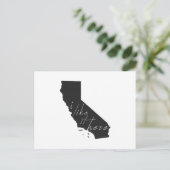 カリフォルニアIが好きこの州型の黒板 ポストカード (スタンド正面)