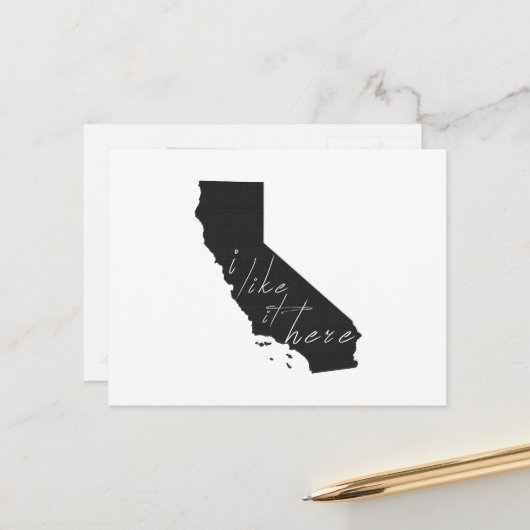 カリフォルニアIが好きこの州型の黒板 ポストカード (正面/裏面インサイチュ)