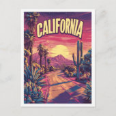 カリフォルニアUSAアートヴィンテージイラストレーション旅行 ポストカード (正面)