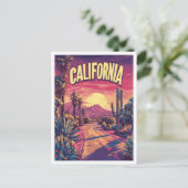 カリフォルニアUSAアートヴィンテージイラストレーション旅行 ポストカード (スタンド正面)