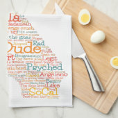 カリフォルニアUSAスラングワードアートマップ キッチンタオル (四つ折り)