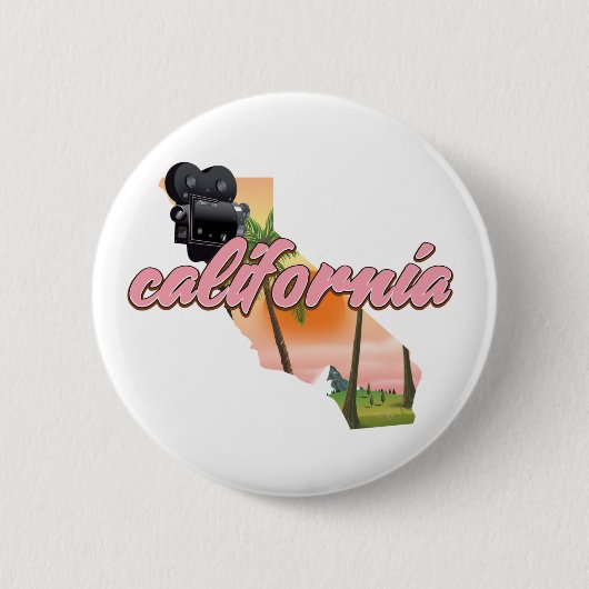 カリフォルニアUSAマップポスター 缶バッジ (正面)