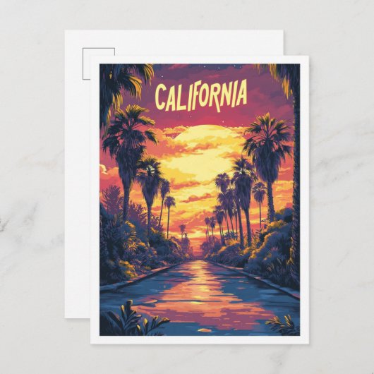 カリフォルニアUSAヴィンテージイラストレーション旅行 ポストカード (正面/裏面)