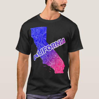 カリフカラフルォニアのマンダラの文字i地図 tシャツ