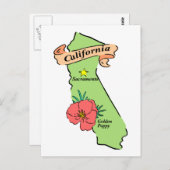 カリフカラフルォニア地図ギフトとティー ポストカード (正面/裏面)