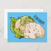 カリフラワーの漫画イラスト ポストカード (正面/裏面)