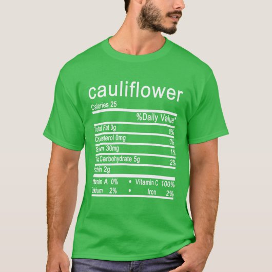 カリフラワー栄養事実ラベル感謝祭Chr Tシャツ (正面)