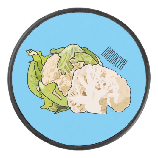 カリフラワー漫画イラストレーション アイスホッケーパック (正面)