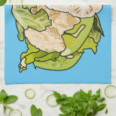 カリフラワー漫画イラストレーション キッチンタオル (折り畳み)