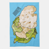 カリフラワー漫画イラストレーション キッチンタオル (縦)