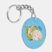 カリフラワー漫画イラストレーション キーホルダー (正面左)