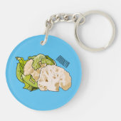 カリフラワー漫画イラストレーション キーホルダー (裏面)