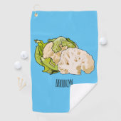 カリフラワー漫画イラストレーション ゴルフタオル (インサイチュ)