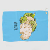 カリフラワー漫画イラストレーション ゴルフタオル (横)