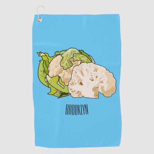 カリフラワー漫画イラストレーション ゴルフタオル (正面)