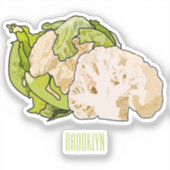 カリフラワー漫画イラストレーション シール (正面)