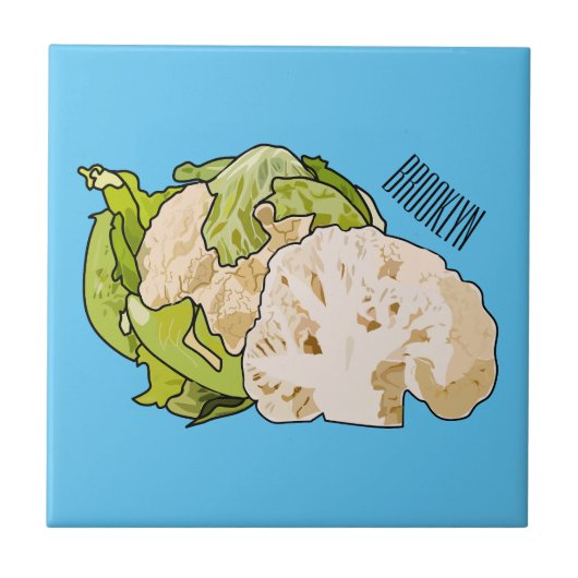 カリフラワー漫画イラストレーション タイル (正面)