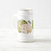 カリフラワー漫画イラストレーション ビールジョッキ (正面左)