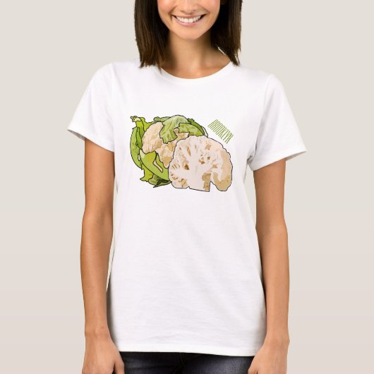 カリフラワー漫画イラストレーション Tシャツ (正面)