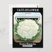 カリフラワー種子パケット白い植物園 ポストカード (正面/裏面)