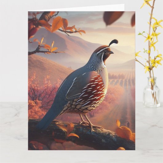 カリフ空白のロニアのウズラの鳥の芸術野生生物自然 カード (黄色い花)