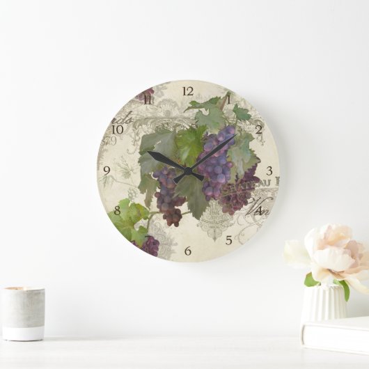 カリフ素朴ォルニアヴィネヤードピノノワワインワイナリー ラージ壁時計 (ホーム)