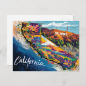 カリフ鮮やかォニア地図 ポストカード (正面/裏面)