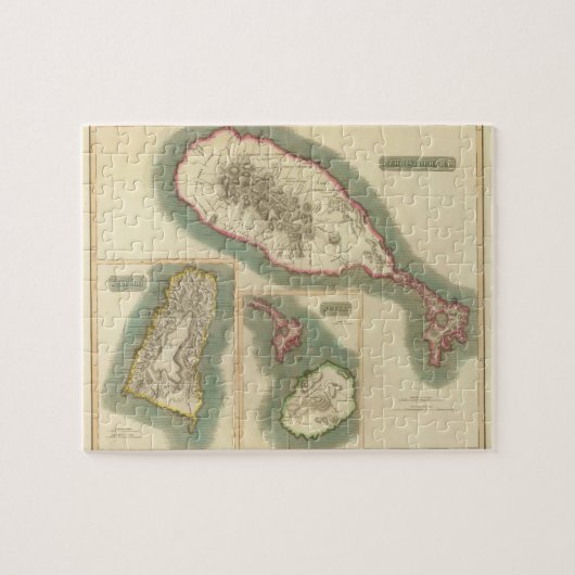 カリブのさまざまな島のヴィンテージの地図 ジグソーパズル (横)