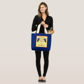 カリブのでユーモアのあるなパーソナライズののオウム ラージトートバッグ (正面(モデル))