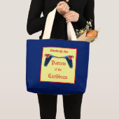 カリブのでユーモアのあるなパーソナライズののオウム ラージトートバッグ (正面(商品))